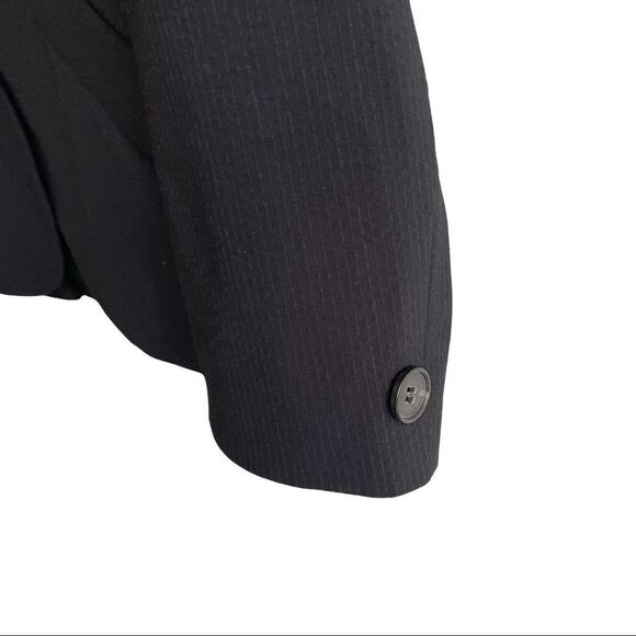 Theory Wool Stretch Cropped Boyfriend Blazer Black Pinstripe 2 - Picture 8 of 12